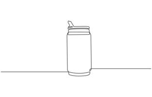 Single line, continuous, can line art illustration, A can drawing in one line. Can icon, Continuous line drawing of soda aluminum vector