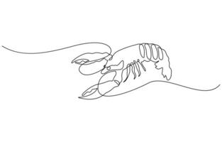 Continuous line drawing of lobster crayfish. One line of lobster crayfish. Marine animal concept Single line art illustration of crayfish lobster Editable outline vector