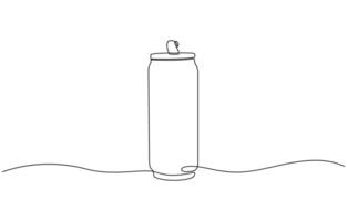 Single line, continuous, can line art illustration, A can drawing in one line. Can icon, Continuous line drawing of soda aluminum editable outline. vector