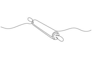 Rolling pin kitchen utensils one line continuous drawing illustration, Editable stroke, Rolling pin kitchen utensils one line continuous drawing outline design. vector