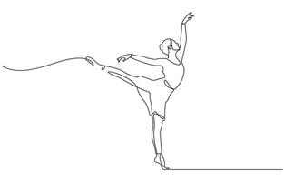 Ballerina dancer in continuous one line drawing. Single line art illustration of perfoming ballet, Ballet dancer in continuous line drawing style vector