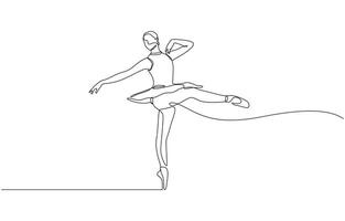 Ballerina dancer in continuous one line drawing. Single line art illustration of perfoming ballet, Ballet dancer in continuous line drawing style. vector