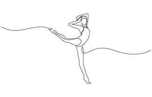Ballerina dancer in continuous one line drawing. Single line art illustration of perfoming ballet, Ballet dancer in continuous line art. vector