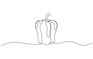 Capcicum continuous one line drawing, Continuous one line drawing of Sweet pepper bell pepper line art line art sketch illustration design vector