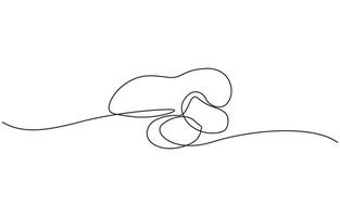 Continuous one line drawing whole and peeled healthy organic peanut, Fresh hypogaea concept for edible beans icon. Single line draw outline design. vector