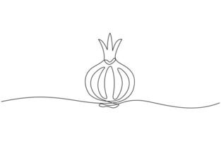 One line art Onion illustration. line art, one continuous line, simple, hand drawn and sketch style. Editable outline. vector