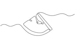 Watermelon one line continuous. Fresh watermelon line art outline, Single Line Watermelon Slice Summer Fruit Continuous Line Art. vector