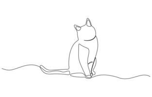 New minimalist design minimalism animal pet of cat illustration. Continuous one simple single abstract line drawing of cat icon in silhouette on a white background illustration. vector
