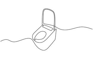 Continuous one line drawing of hygienic flush toilet design. Flush toilet in single line drawing illustration editable stroke. vector