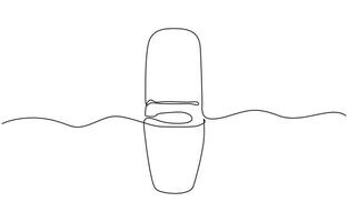 Continuous one line drawing of hygienic flush toilet design. Flush toilet in single line drawing illustration editable outline vector
