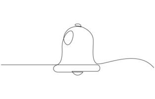 Bell continuous one line art drawing Minimalist christmas decoration, a bell with ribbon drawn with one continuous line. sketch line illustration. vector