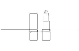 Continuous one line drawing of lipstick design. Lipstick continuous one line drawing and minimalist style isolate outline icon editable outline. vector