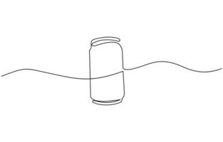 Single line, continuous, can line art illustration, A can drawing in one line. Can icon, Continuous line drawing of soda aluminum. vector