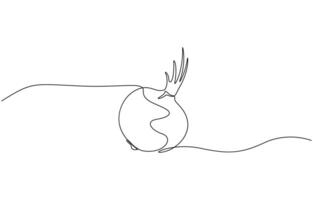 One line art Onion illustration. line art, one continuous line, simple, hand drawn and sketch style vector