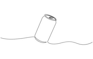 Single line, continuous, can line art illustration, A can drawing in one line. Can icon, Continuous line drawing of soda aluminum. Editable outline vector