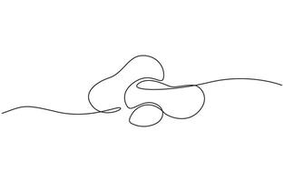 Continuous one line drawing whole and peeled healthy organic peanut, Fresh hypogaea concept for edible beans icon. Single line draw outline design vector