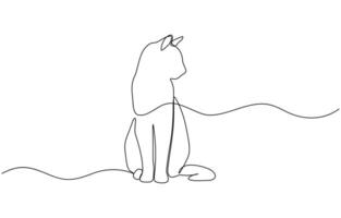New minimalist design minimalism animal pet of cat illustration. Continuous one simple single abstract line drawing of cat icon in silhouette on a white background illustration vector