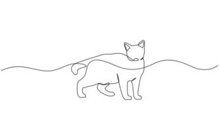 New minimalist design minimalism animal pet of cat illustration. Continuous one simple single abstract line drawing of cat icon in silhouette on a white background vector