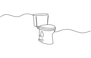 Continuous one line drawing of hygienic flush toilet design. Flush toilet in single line drawing illustration. Editable stroke. vector