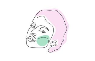 Single continuous line drawing, Face of a Beautiful, Elegant Woman. Single Line Drawing Style Illustration with Editable stroke beautiful aesthetic portrait woman abstract face pro eps vector