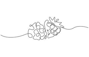 Continuous one line drawing. Raspberry berry fruit. Minimalist black linear sketch on white background outline. vector