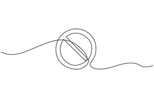Prohibition sign in continuous line drawing style. Prohibition sign in one line drawing. One line drawing outline. vector
