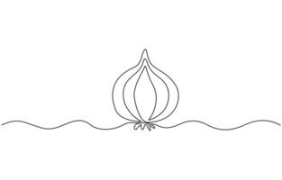 One line art Onion illustration. line art, one continuous line, simple, hand drawn and sketch style. Editable outline vector