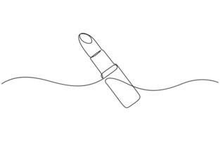 Continuous one line drawing of lipstick design. Lipstick continuous one line drawing and minimalist style isolate outline icon. vector