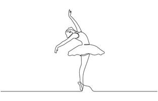 Ballerina dancer in continuous one line drawing. Single line art illustration of perfoming ballet, Ballet dancer in continuous line drawing vector