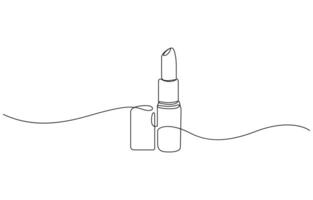 Continuous one line drawing of lipstick design. Lipstick continuous one line drawing and minimalist style isolate outline icon vector