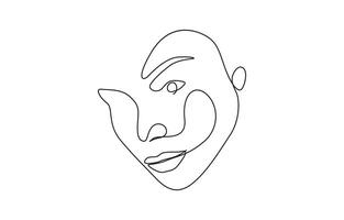 Single continuous line drawing, Face of a Beautiful, Elegant Woman. Single Line Drawing Style Illustration with Editable stroke beautiful aesthetic portrait woman abstract face. vector