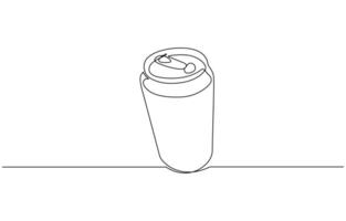 Single line, continuous, can line art illustration, A can drawing in one line. Can icon, Continuous line drawing of soda aluminum. Editable outline. vector