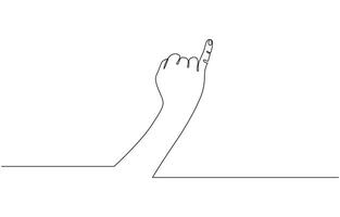 Little finger up sign. Hand gesture with pinky meaning i swear or promise. Continuous line drawing. little finger and thumb. Illustration editable outline icon. vector