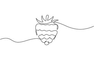 Continuous one line drawing. Raspberry berry fruit. Minimalist black linear sketch on white background, Pro design. vector