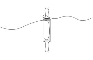 Rolling pin kitchen utensils one line continuous drawing illustration, Editable stroke, Rolling pin kitchen utensils one line continuous drawing. vector