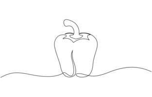 Capcicum continuous one line drawing, Continuous one line drawing of Sweet pepper bell pepper line art line art sketch illustration design. Editable outline. vector