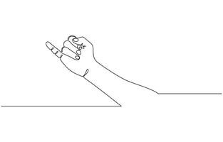 Little finger up sign. Hand gesture with pinky meaning i swear or promise. Continuous line drawing. little finger and thumb. Illustration editable outline. vector