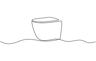 Continuous one line drawing of hygienic flush toilet design. Flush toilet in single line drawing illustration. vector