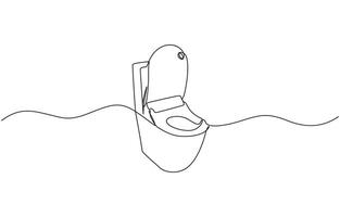 Continuous one line drawing of hygienic flush toilet design. Flush toilet in single line drawing illustration vector