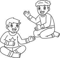 Sleepover Boys Telling Stories Isolated Coloring vector