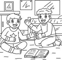 Sleepover Boys Telling Stories Coloring Page vector