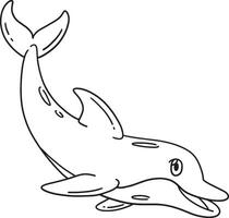 Dolphin Animal Isolated Coloring Page for Kids vector