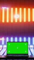Vertical Empty neon scene blending cyber vibes with retro futuristic glow near copy space, making it ideal for creative mockup concepts or urban street style digital backgrounds. Minimalism. Camera B. video