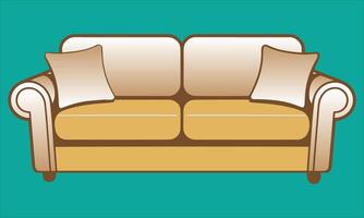 illustration of a comfortable two seater sofa with cushions and decorative arms vector