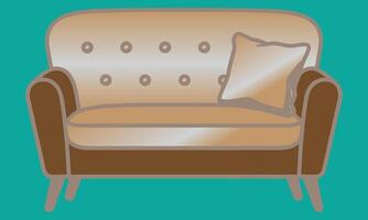 Modern tan loveseat with button tufted seating vector
