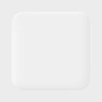 3D rounded square raised button on white square background graphic illustration have blank space. vector