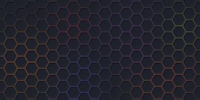 Dark hexagon pattern on colorful light glowing background graphic illustration. vector