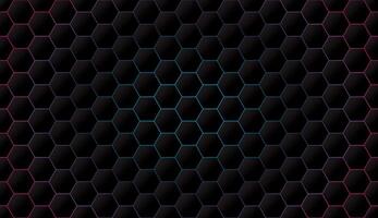 Dark hexagon pattern with colorful light glowing out from the back graphic illustration. vector