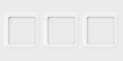 Three of 3D rounded square frame on white background graphic illustration have blank space. vector