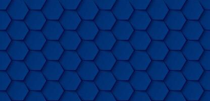 Abstract 3D deep blue hexagonal plates arranged seamless pattern graphic illustration. vector